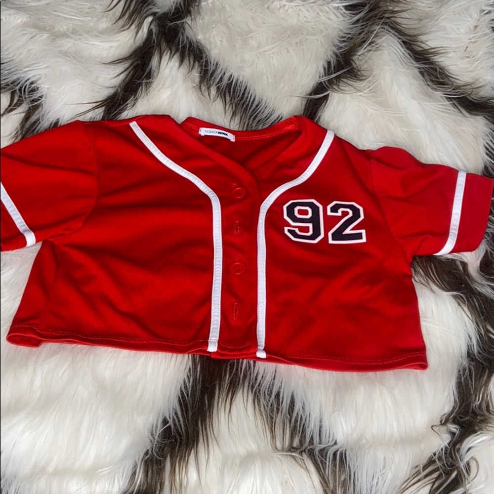 Red Crop Jersey from Fashion Nova
